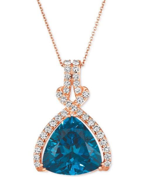 Le Vian deep Sea Blue Topaz (10 ct. t.w.) & Nude Diamond (7/8 ct. t.w.) Adjustable 20" Pendant Necklace in 14k Rose Gold