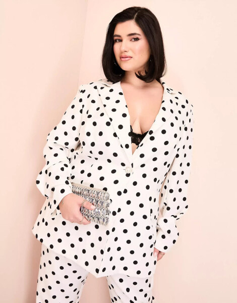 ASOS LUXE Curve single breasted co-ord tailored suit blazer in spot print