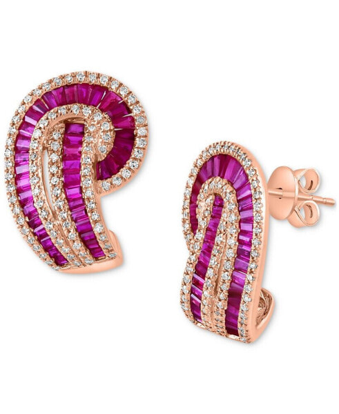 EFFY® Ruby (3-5/8 ct. t.w.) & Diamond (1/2 ct. t.w.) Swirl Drop Earrings in 14k Rose Gold