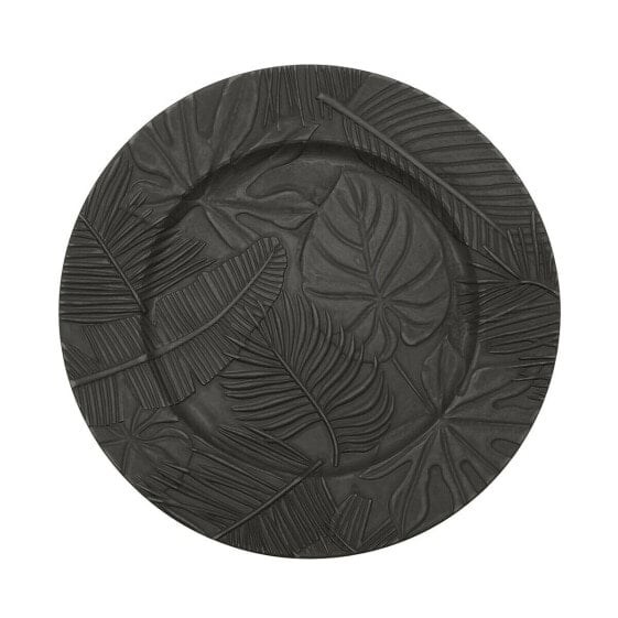 Мелкая тарелка Versa Чёрный Пластик Листья 33 x 33 cm