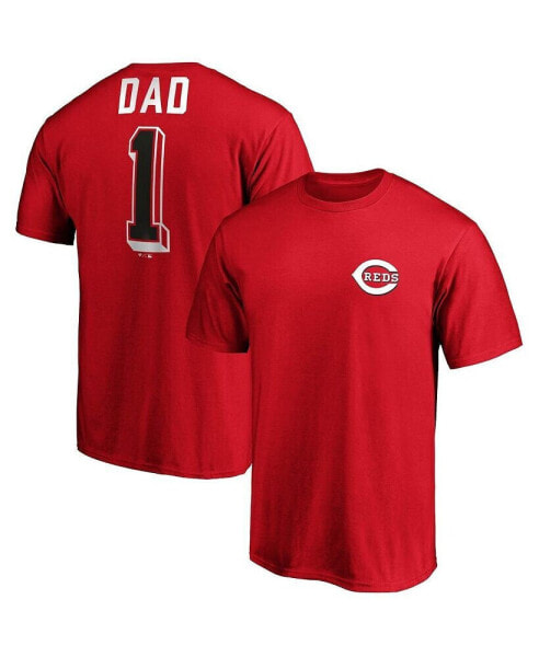 Men's Red Cincinnati Reds Number One Dad Team T-shirt
