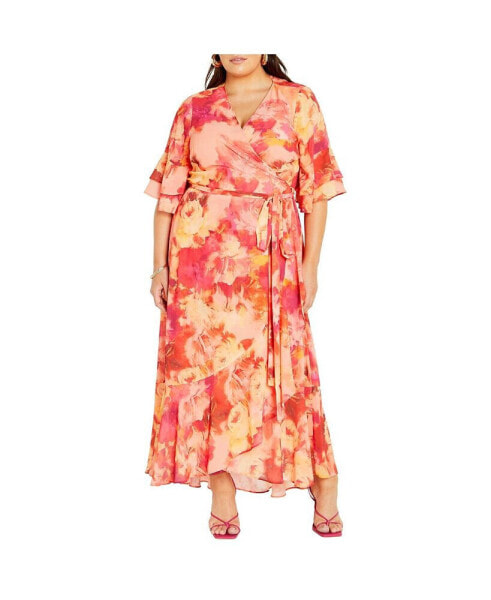 Plus Size Mischa Maxi Wrap Tier Ruffle Dress