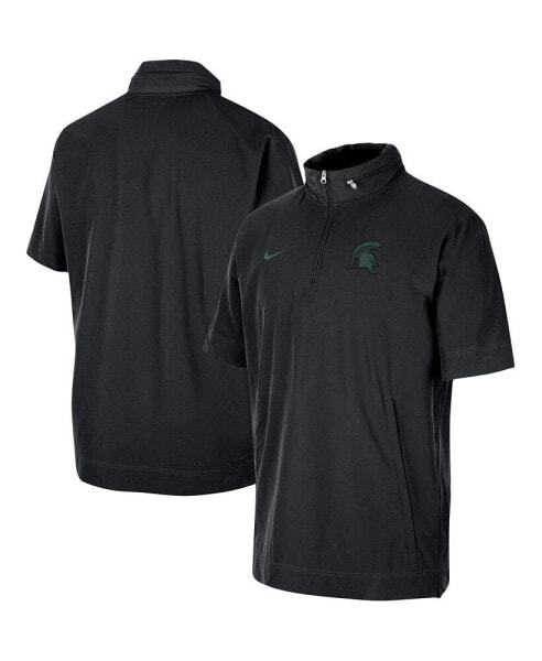 Men's Black Michigan State Spartans Coaches Half-Zip Short Sleeve Jacket