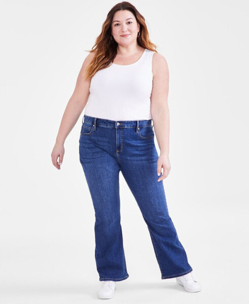 Plus Size Mid Rise Curvy Bootcut Jeans, Created for Macy's