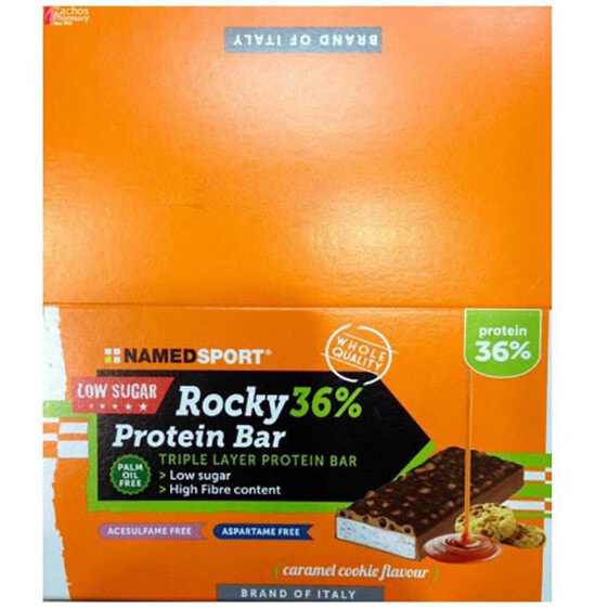NAMED SPORT Rocky 36% Protein 50g 12 Units Double Caramel Cookie Energy Bars Box