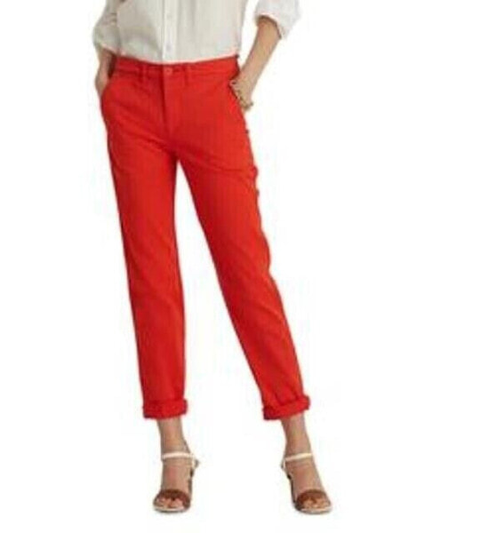 Lauren Ralph Lauren Cropped Classic Chinos Jeans Red 6