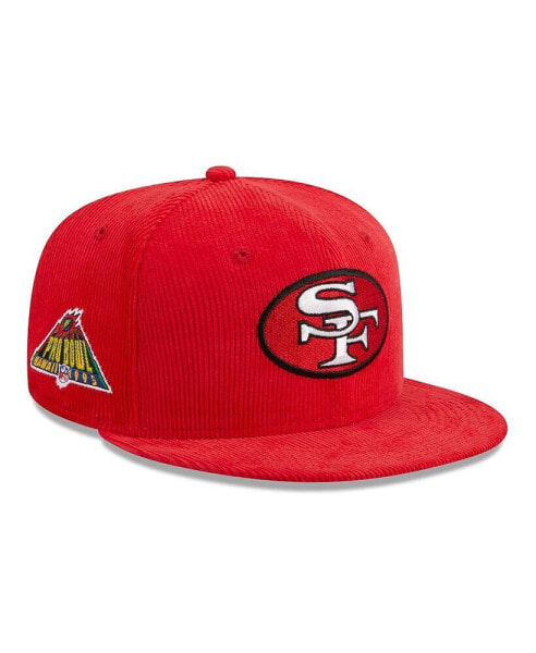 Men's Scarlet San Francisco 49ers Throwback Cord 59FIFTY Fitted Hat