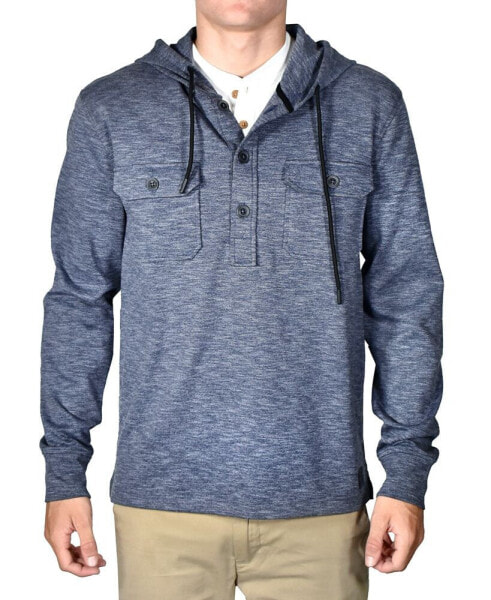 Men's Slub Knit Solid Drawstring Hoodie