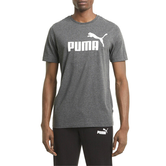 Puma Essentials Heather Crew Neck Short Sleeve T-Shirt Mens Black Casual Tops 58