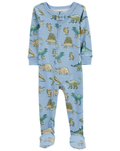 Toddler 1-Piece Dinosaur 100% Snug Fit Cotton Footie Pajamas 2T