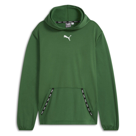 Puma Fit Taped Pwrfleece Lite Pull Over Hoodie Mens Green Casual Outerwear 52493