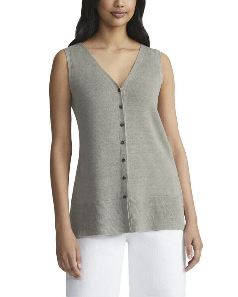 Lafayette 148 New York Button Front Relaxed Linen Sweater Women's