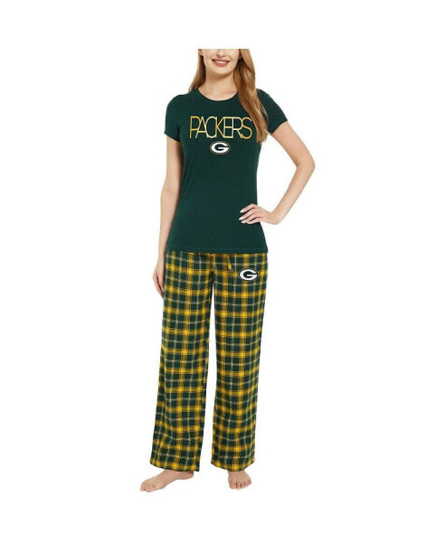 Women's Green, Gold Green Bay Packers Arctic T-shirt and Flannel Pants Sleep Set