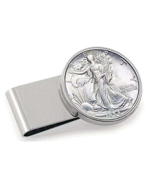 Кошелек American Coin Treasures Мужской денежный зажим с монетой Walking Liberty полудоллар США из нержавеющей стали