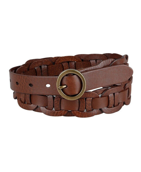 Women's Woven Leather Linked Casual Belt