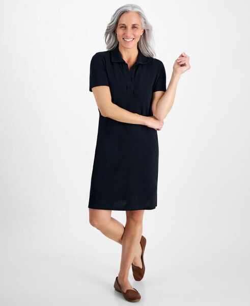 Petite Cotton Weekender Polo Dress, Created for Macy's