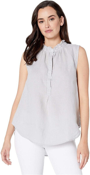 Dylan by True Grit 256902 Women's Luxe Linen Sleeveless Fray Trim Top Size XS