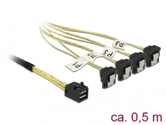 Delock 85684 - 0.5 m - 1 x Mini SAS HD SFF-8643 - 4 x SATA 7 pin - Male - Male - Straight