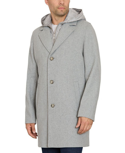 Men's Single Breasted Coat with Quilted Bib