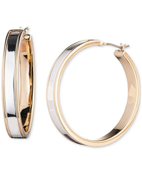 Two-Tone Medium Hoop Earrings, 1.25"