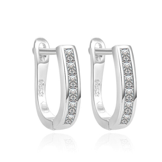 Modern silver earrings with zircons AGUC2389L