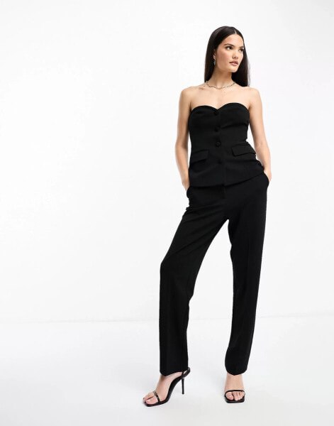 Y.A.S tailored pintuck tailored trouser co-ord in black