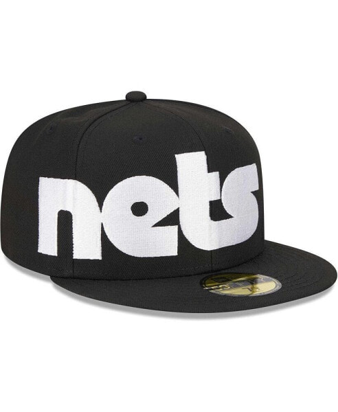 Панама New Era мужская черная Brooklyn Nets Checkerboard UV 59FIFTY Fitted Hat