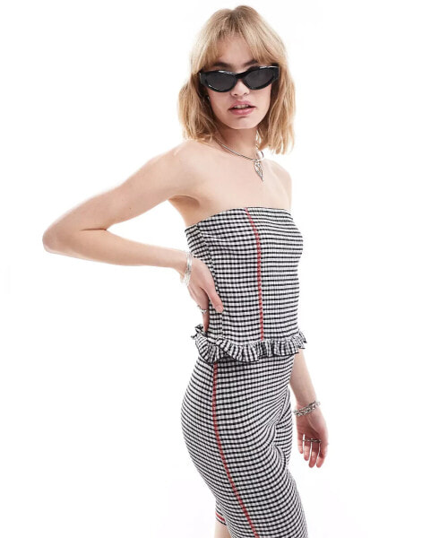 COLLUSION gingham bandeau top co-ord