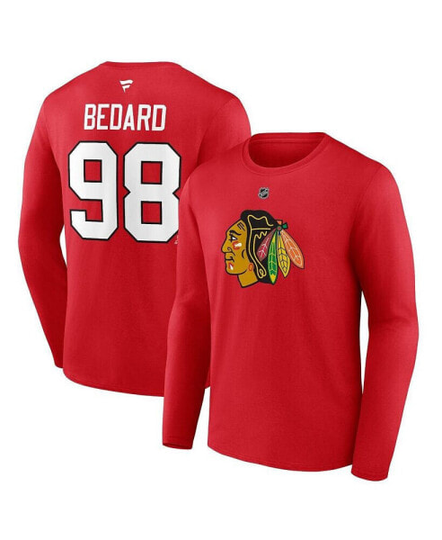 Men's Connor Bedard Red Chicago Blackhawks Authentic Stack Name and Number Long Sleeve T-shirt