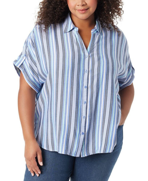 Plus Size Stripe High-Low Demi Shirt