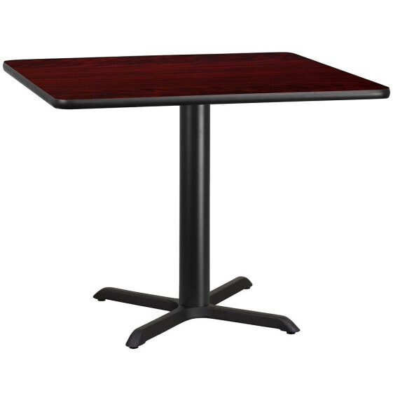 42'' Square Mahogany Laminate Table Top With 33'' X 33'' Table Height Base