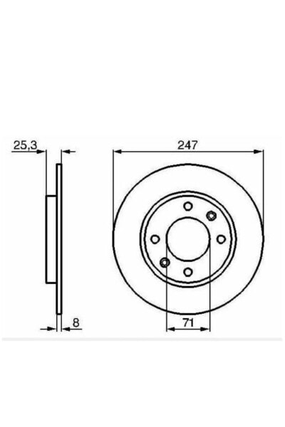 Тормозной диск BOSCH Arka Fren Diski 106 206 306 -SAXO (0986478464-DF2581-WOD29449-4246G6)