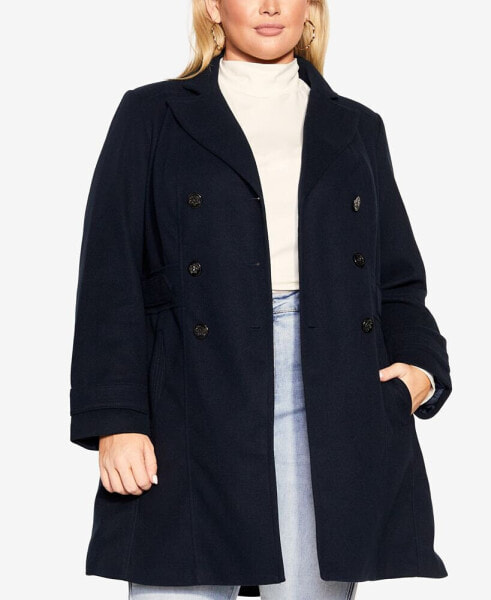 Plus Size Military Inspired Button Detail Coat