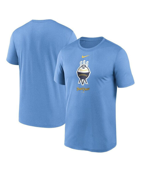 Men's Light Blue Milwaukee Brewers City Connect Logo T-shirt