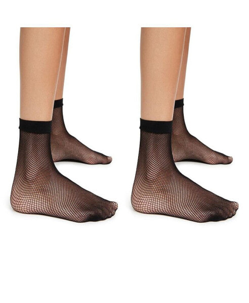 Women's Two Pack Micro Fishnet Sneaker Socks