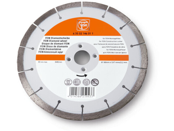 Fein Diamond wheel - Cutting disc - Masonry,Plastic,Stainless steel - Fein - 18 cm - MF 14-180 - Aluminum - White