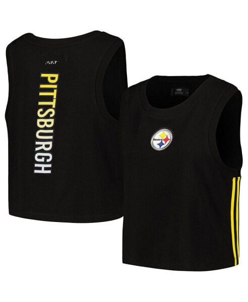 Блузка Pro Standard женская Черная Pittsburgh Steelers Ombre Wordmark Classic Cropped Tank Top