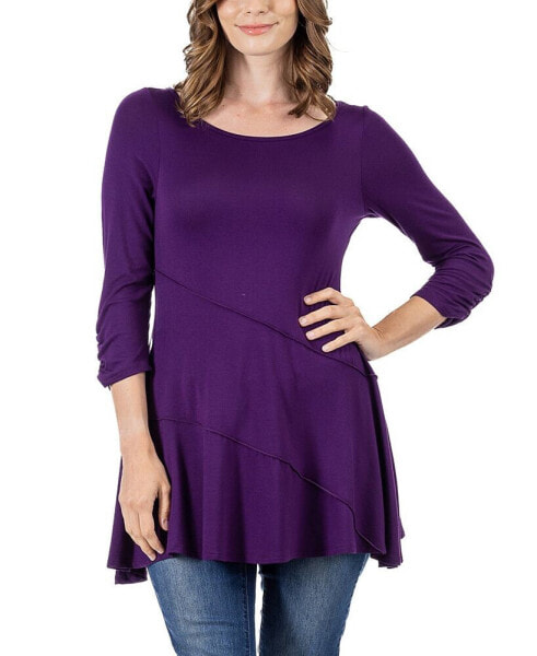 Women's Ruched Sleeve Swing Tunic Top