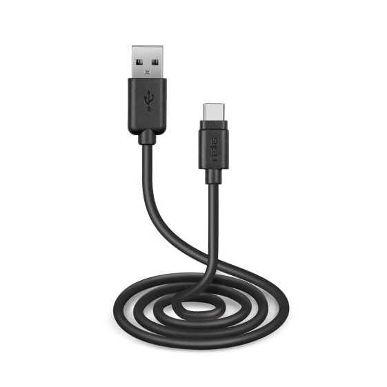 SBS Data cable and Type-C charger, 3 metres long, 3 m, USB A, USB C, USB 2.0, Black