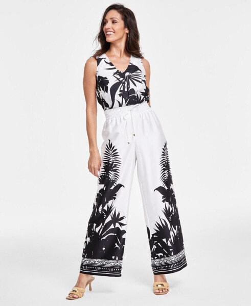 Women's Printed Wide-Leg Pants, Created for Macy's