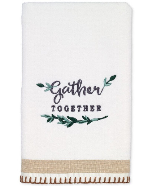 Modern Farmhouse Embroidered Cotton Hand Towel, 16" x 30"
