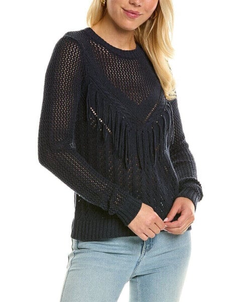 Cotton By Autumn Cashmere Pointelle Mesh Sweater Women's Blue S