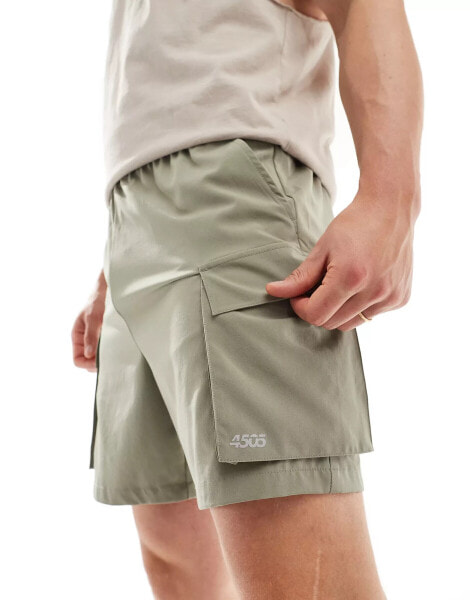 ASOS 4505 Icon training shorts with cargo pockets and quick dry in khaki