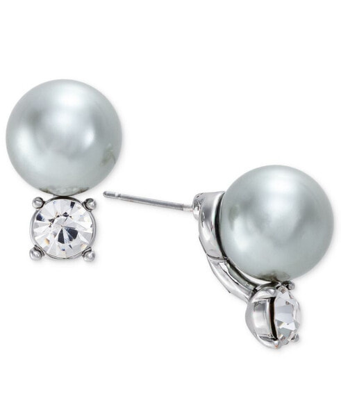 Silver-Tone Crystal & Color Imitation Pearl Stud Earrings, Created for Macy's