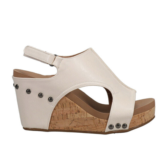 Corkys Tiffanee Studded Wedge Womens Off White Casual Sandals 41-0266-IVRY