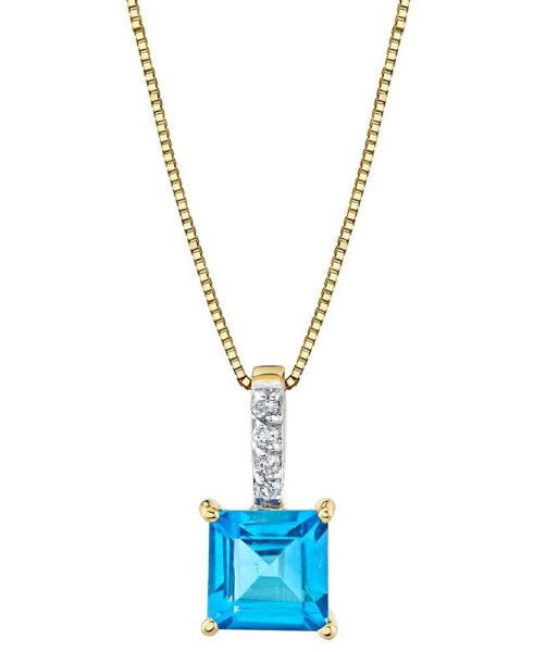 Blue Topaz (2-3/8 ct. t.w.) & Diamond Accent Drop 18" Pendant Necklace in 14k Gold