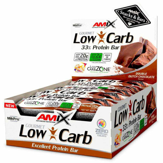 Энергетические батончики Дабл Шоколад 60г 15 штук AMIX Low Carb 33% Protein