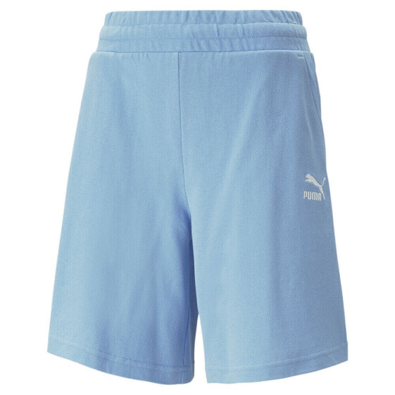 Puma Classics High Waist Shorts Womens Blue Casual Athletic Bottoms 53810093