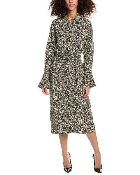 Ganni Printed Crepe Shirtdress Women's