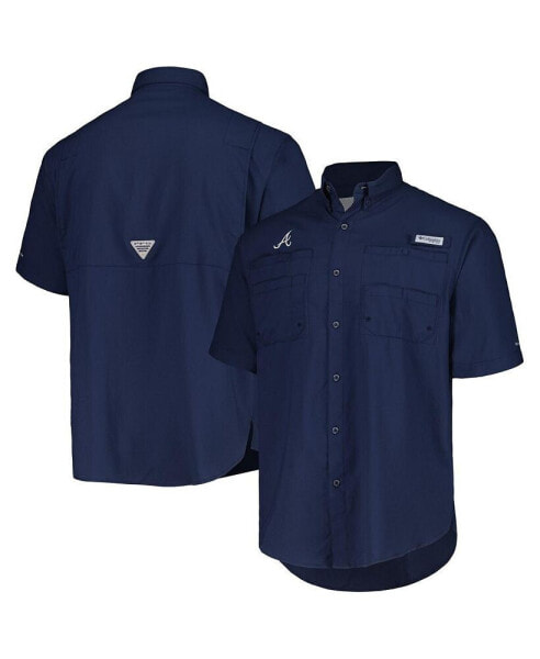 Men's Navy Atlanta Braves Tamiami Omni-Shade Button-Down Shirt